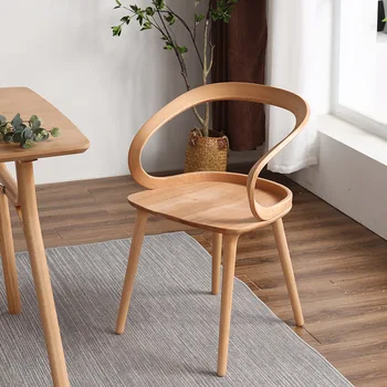 Скандинавски Прост Стол от масивна дървесина с Серпантином, Чай масичка и Комбиниран стол За Хола, маса за Хранене и столове, Стол