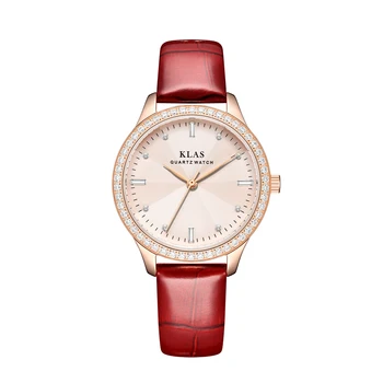 Дамски часовник с логото на Модерни Кварцови Часовници с антирефлексно покритие от плоско стъкло марка KLAS