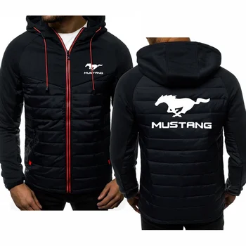2021 Мъжки hoody с качулка Mustang Car Logo Print Пролет Есен висококачествени ежедневни Памучни Блузи, Мъжки Яке с цип, С Качулка Облекло