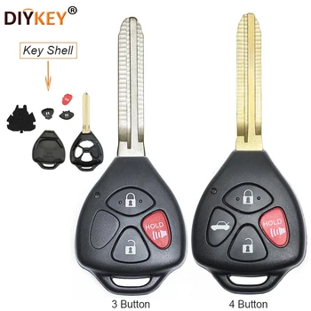 DIYKEY 10 бр. 3/4 Бутони на Дистанционното на ключа за Носене на Ключодържател С Нож за Toyota Yaris Hilux, Hilux Vigo 2005-2013, Corolla Verza 2008-2013