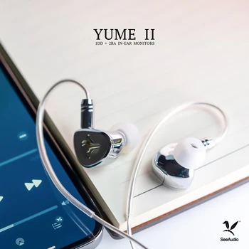 Seeaudio Yume II Внутриканальный монитор 1DD + 2BA Хибридни слушалки 2Pin 0,78 мм Слушалки с Кабел, Метални Спортни слушалки в ушите Музикални Слушалки