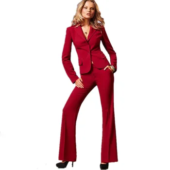 Дамски брючные Костюми, високо качество на тънки костюми по поръчка, красиви червени комбинезони с бяла яка, женски костюмные панталони, дамски официални костюмные панталони
