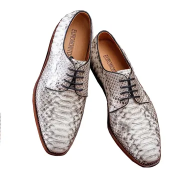 ourui/ мъжки бизнес кожени обувки от естествена кожа питон, тънките бели обувки с дантела по договора, мъжки модел обувки