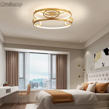 Модерен стил дневна спалня златен двоен кръгъл led тавана лампа детска индивидуалност тавана led лампа