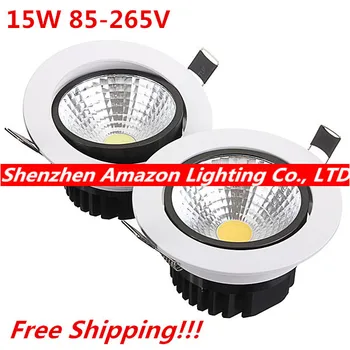 Най-ниска цена! COB LED-Вградени Тавана Лампа 15 Watt Led Spot Лампа Лампа Топло Бяла/Студено Бяло 6 бр./лот Безплатна доставка