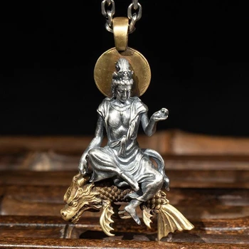 Древни Будистки Златни Рибки Планина Буда Буда Висулка Колие На Мъже, Жени Амулет Религиозни Бижута Подарък