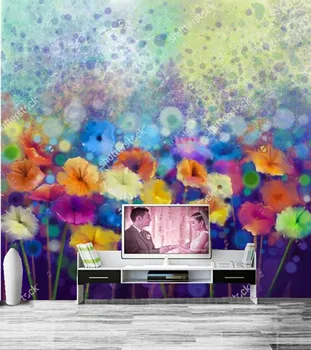 Потребителски реколта флорални тапети, абстрактни художествени флорални тапети, ресторант на хотела хол с телевизор, разтегателен стена спалня papel de parede