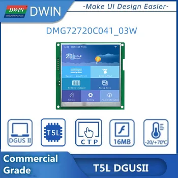 DWIN 4,1 инча 720*720 Резолюция HMI LCD дисплей с сензорен екран MIPI Интерфейс UART TTL-Тънка 16 MB флаш памет DMG72720C041_03WTC
