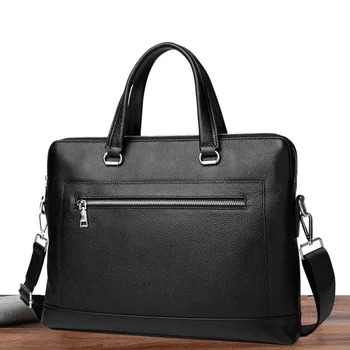 Мъжки бизнес портфейл от естествена кожа, чанта-месинджър, 14 инча, луксозен дизайнерски Чантата за Лаптоп, мъжки офис Безплатна доставка