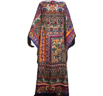 Кувейтское Популярно Лятото Богемное рокля الأوروبية الملابس с принтом, коприна на роклята на Макси, Свободно рокля с ръкав 