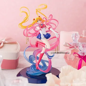 23 СМ Sailor Moon Японски Аниме Фигурка Crystal Трансформация на Силите на Kawai Момиче Фигурка PVC Модел Играчки Кукли, Фигурки за Подарък