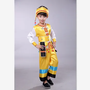 жълт националната дрехи за деца танцов фестивал танцови детски дрехи за малцинствата