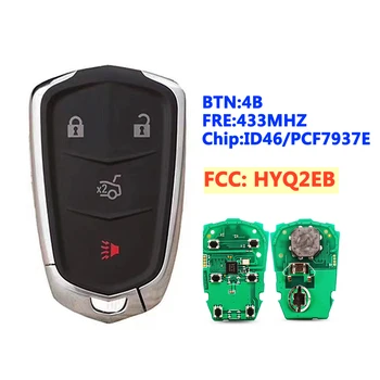 XNRKEY FCC: HYQ2EB 4 Бутона Smart Remote Ключодържател 433 Mhz за Cadillac