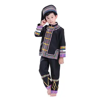 Момче Мяо Костюми Китайски Народен Танц Облекло Хмонг Облекло Китайски Дрехи за Момче