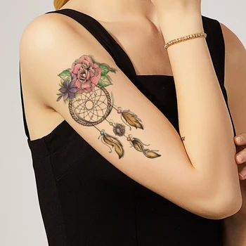 Индийски Ловец на Сънища Временни Татуировки Етикети пъстри Цветни Орнаменти Фалшиви Татуировки Водоустойчив Татуировки Ръка Голям Размер за Жени