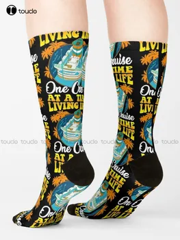 Живея Живота си Един Круиз За път, Зашеметяващи чорапи за Крайцери, Мъжки Унисекс Чорапи, Чорапи За Възрастни, Юноши, Младежи, 360 °, Дигитален Принт, Подарък със стил Харадзюку