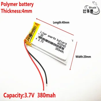 Добро качество на 3,7 В, 380 ма, 402040 Полимерна литиево-йонна/литиево-йонна батерия за ИГРАЧКИ, POWER BANK, GPS, mp3, mp4