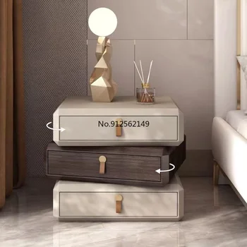 Просто един модерен въртящ се малка странична масичка спалня дизайнерска нова нощни шкафче пълен гардероб за съхранение на шкаф от масивна дървесина