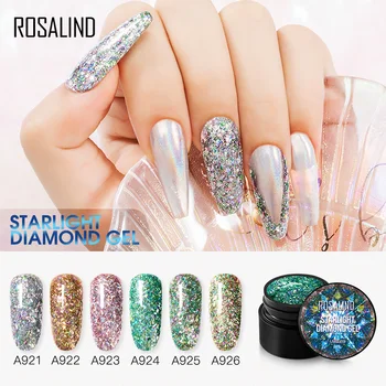 ROSALIND 2021 NEW Star Diamond 5 мл 6 цвята, UV гел лак за гел-лак за дизайн на ноктите Хибридни аксесоари за нокти за професионалисти