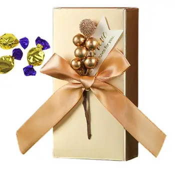 Сватбени Кутии За Шоколадови Бонбони С Лък Сватбени Сувенири За Гостите Златна Сватба Парти Сувенири Кутия Сватбен Подарък Кутия Шоколадови Бонбони Със Златни Зърна