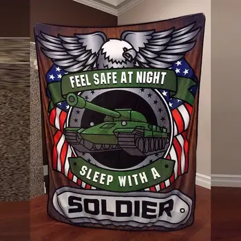 Армейское войник флисовое одеяло Войници Се чувстват в безопасност през нощта, спи с солдатским одеяло Trow