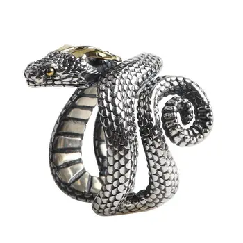Модерен, изтънчен гравированное античен сребърен пръстен с намаляване на дракон, мъжко индивидуални класически пръстен в стил пънк, ежедневни вечерни бижута