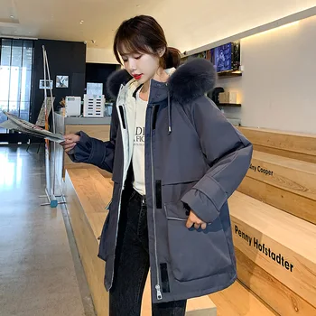 2022 зима нова корейска версия на настоящият futon женски темпераментного палто с напрегнат яка за коса