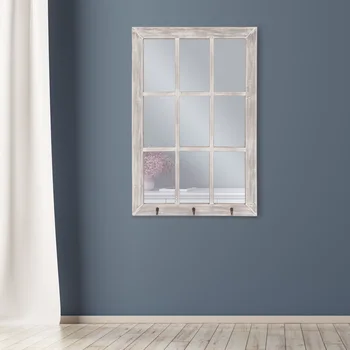 Огледалото на window стъкло с куки, Бяло, 24x36