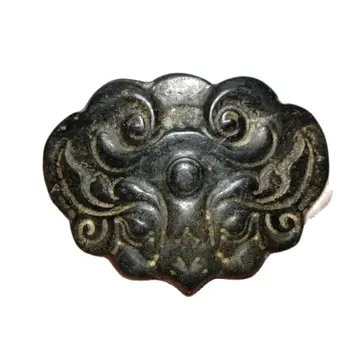 Колекция от културата на Хуншань от железен метеорит с висока плътност главата на лъва, за главата на звяра нефритовая плоча