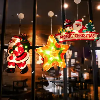 Коледна Украса Осветени Прозореца Окачен Декор Коледни Светлини С Вендузата Кука За Коледно Парти Витрина Прозорец Hom I1C5
