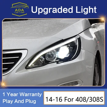 2 бр. За Peugeot 308 408 Фаровете при Събирането На LED ОБЕКТИВ Актуализация Светлини DRL Led Автомобилен Стайлинг