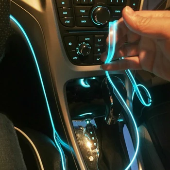 5 М Автомобилен разсеяна светлина EL тел Студена Светлина с USB САМ Конзола, Тапицерия на арматурното табло автоматична led декоративна осветление на вътрешността на Колата decora