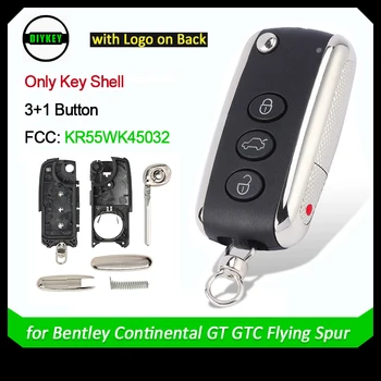 DIYKEY 3 + 1 4 Бутона Flip-Ключ във формата на Миди, за Bentley Continental GT, GTC Flying Spur Ключодържател KR55WK45032 Сгъваем Дистанционно Управление Автоматично Калъф