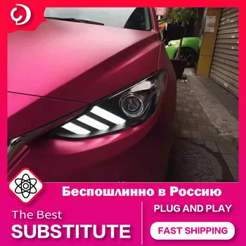 Автомобилни Фарове за Mazda 3 Axela 2014-2016 Хетчбек Mustang LED Светлини DRL Главоболие Лампа Led Проектор Автомобилни Аксесоари