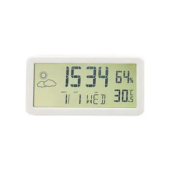 Цифрови Настолни Часовници, Електронни Часовници За Спални Начало Декор LCD Екран С Календара на Температурата, Влажността И Времето D