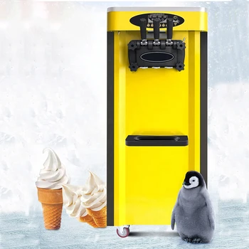 Цветна Машина за производство на Сладолед за ресторанти, Три Глави за Сладолед, Универсални Колела, 220 /110, Цифрова Система за Управление на