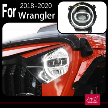 AKD Модел на превозното средство за Jeep Wrangler Фарове 2018-2020 Led Светлини DRL LED и Hid Главоболие Лампа Angel Eye Биксеноновый Лъч Аксесоари