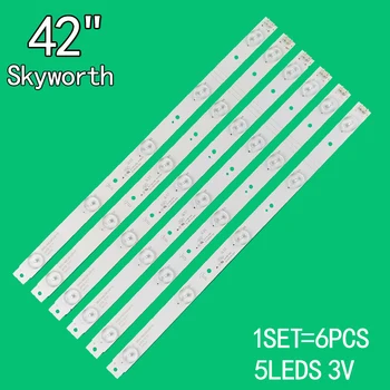 6 бр. = 1 комплект 5 светодиода 3 379 мм е Подходящ за 49-инчов LCD телевизор Skyworth 5800-W42003-0P10 10-10070a-02a LED-42B700S 42E368W RDL420FY