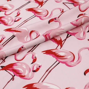 The Flamingo Digital Стреч Сатен Silk Fabric Dress For Tissus Au MÈTre Telas Por Метро Плат Плат За Шиене Sewing Tela направи си САМ