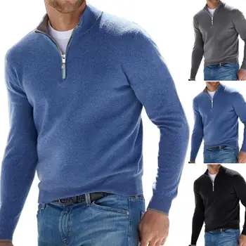 Красив Пролетен Пуловер С шал Яка подпора, Мек Пуловер със Защита От търкалянето, Топлинна Мъжки Пуловер