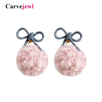 Carvejewl малък Пискюл топка за коса окачване висящи обеци Корейски дизайн сладко сиво розово пръскане цвят нос обици за момичета бижута