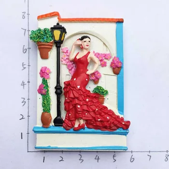Европейски тур за спомен фламенко момиче стерео Магнит За Хладилник творчески сувенир