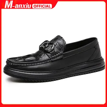 M-anxiu/2022, модни лоферы, Висококачествени мъжки ежедневни обувки с шарките на алигатор в дебела подметка
