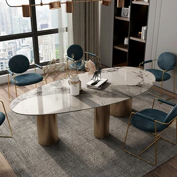 Мебели За трапезария Ovaltable Луксозен Дизайнерски Маси От Спечени Камък От Неръждаема Стомана