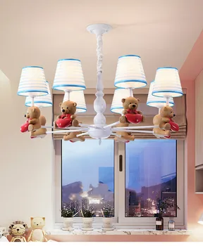 Детска стая лампа момчета момичета спалня лампа скандинавски идиличен американската мультяшная стая детска градина сладък мечка Полилей