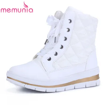 MEMUNIA/2020 г. Нови ботильоны дантела, удобни обувки на равна подметка, висококачествени вълнени топли зимни зимни обувки, дамски обувки