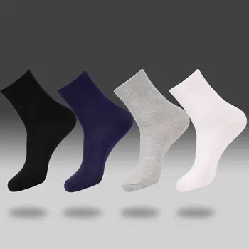 1 чифт Класически Модни Мъжки Памучни Чорапи, Черни Бизнес Мъжки Ежедневни Чорапи, Висококачествени Дишащи Чорапи за Есен-Зима за Мъже