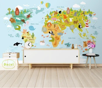 Бакал Потребителски тапети карикатура карта на света ТЕЛЕВИЗИЯ фон на стената хол, спалня, детска стая, 3d тапети на стенописите papel de pared