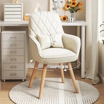 Скандинавски стол за грим прическа от масивна дървесина, скрин за спалнята на момичетата, домакински модерен прост листенце на облегалката