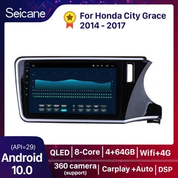 Carplay Авто Радио, Мултимедиен Плейър За Honda City Grace 2014-2017 Главното Устройство Android Автоматична Навигация GPS Аудио Авторадио
